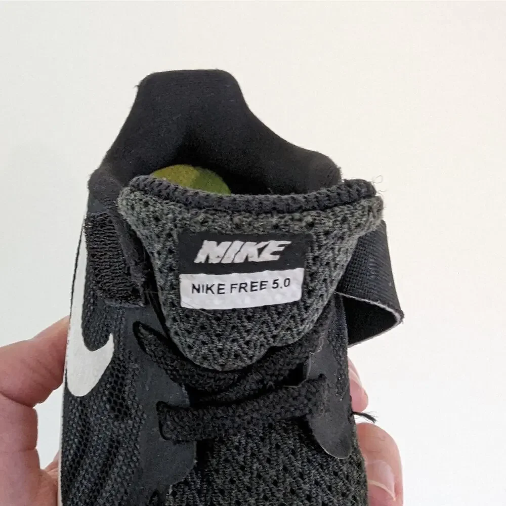 Nike Free 5.0 Black Sneakers Size 5C Tennis Shoes 725107-001